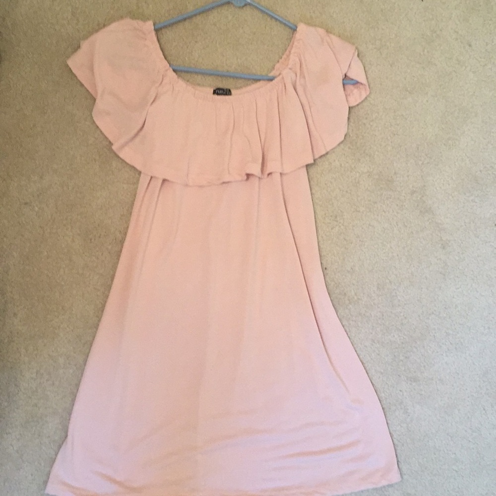 Brand new blush off the shoulder dress